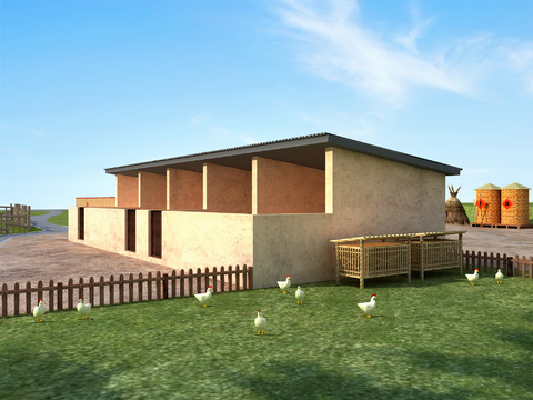  乡村牲口棚 乡村景观3d模型 