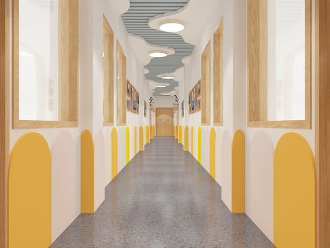  幼儿园走廊 过道3d模型 