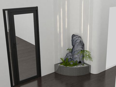  现代石头造景3d模型 