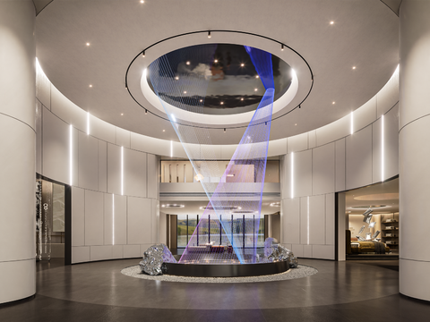  艺术装置 丝线装置 石头雕塑3d模型 