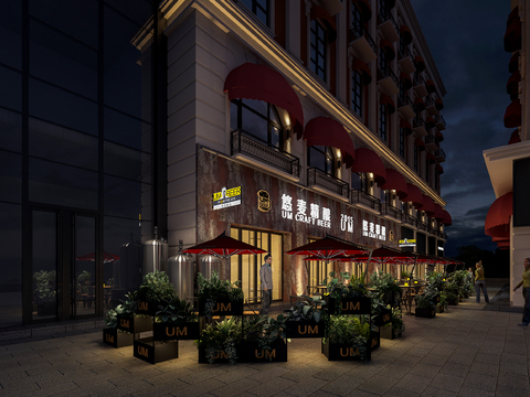  工业风酒吧 门头门面3d模型 