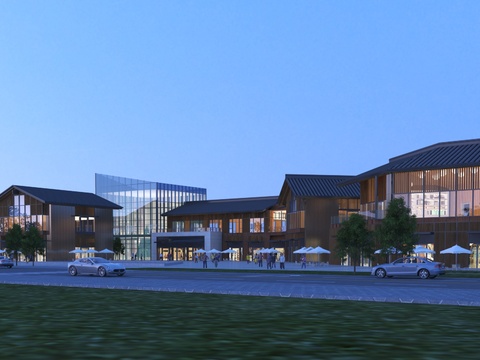  新中式商业街 步行街3d模型 