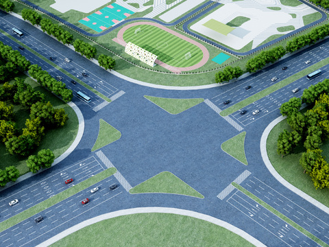  现代道路设施3d模型 