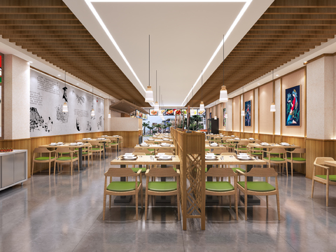  新中式自助餐厅3d模型 