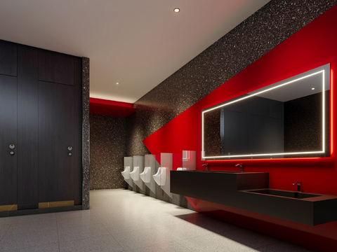  公共卫生间 公厕 洗手间3d模型 