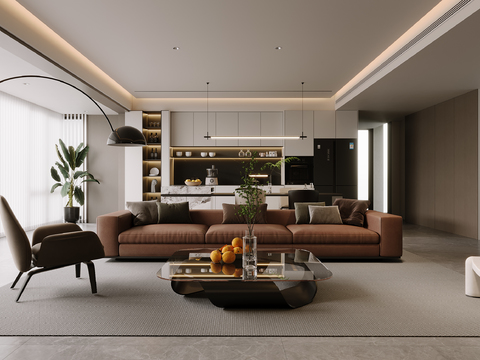  现代客餐厅3d模型 