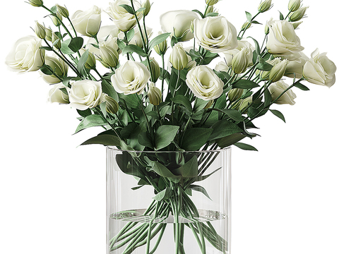 桔梗花瓶 花艺 插花 鲜花3d模型