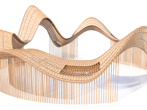  异形廊架 环形廊架3d模型 