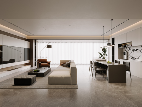  现代客餐厅3d模型 