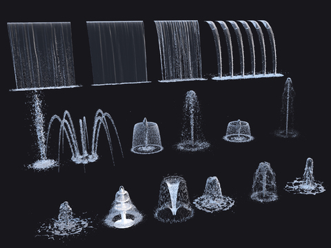  喷泉流水 涌泉 水景 水花3d模型 