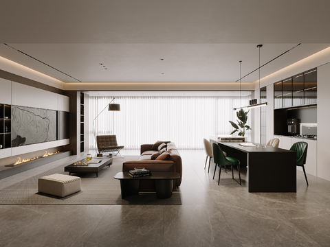  现代客餐厅3d模型 