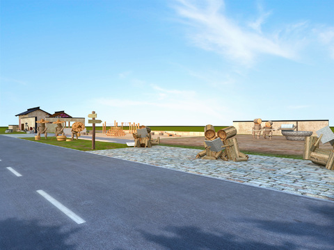  农村公园景观 乡村小品3d模型 