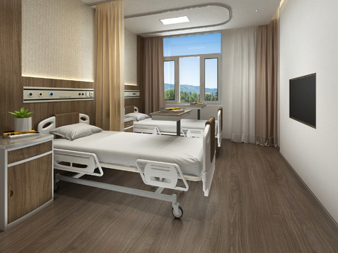  现代医院 病房3d模型 