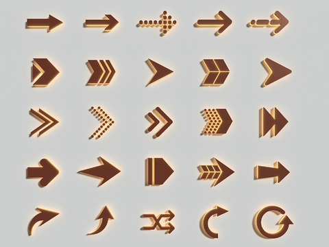  箭头标识 指示牌 导视 图标3d模型 