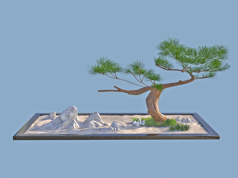  新中式景观小品3d模型 