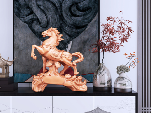  马到成功雕塑 奔马摆件3d模型 