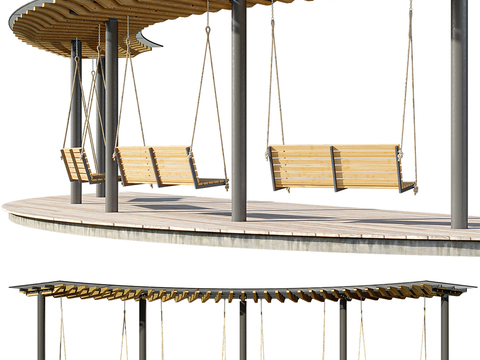  景观长廊 廊架 凉亭 秋千3d模型 