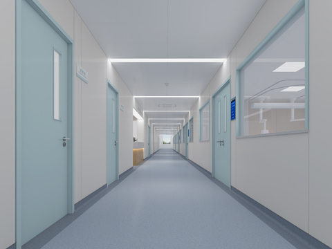  病房 走廊走廊 护士站3d模型 