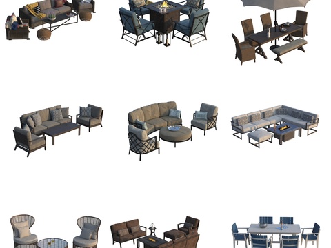  现代户外休闲椅3d模型 