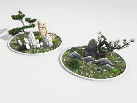 景观小品 植物造景 假山苔藓3d模型 