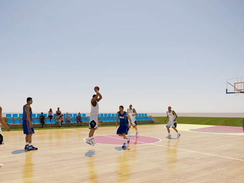 篮球场 篮球运动员3d模型 