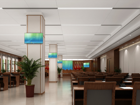  党政报告厅3d模型 