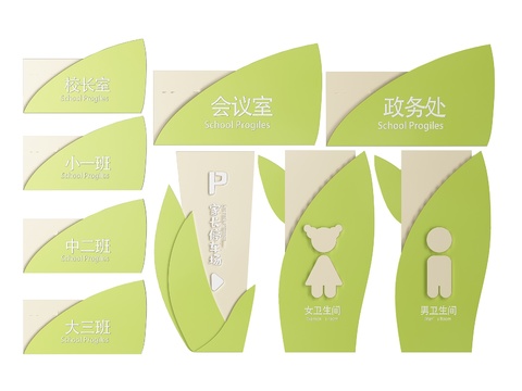  幼儿园指示牌 标识牌 导视牌3d模型 