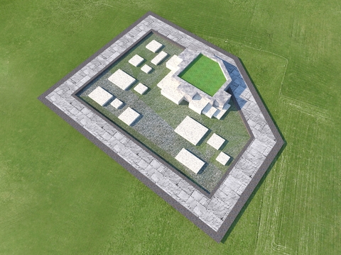  园路铺地 汀步 青石板3d模型 