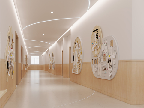  幼儿园走廊 过道3d模型 