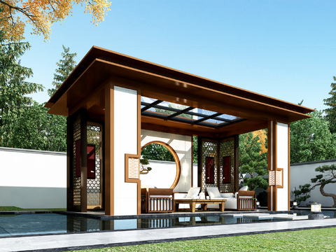  庭院景观 亭子 凉亭3d模型 