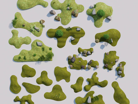  景观小品 微地形 苔藓绿地3d模型 