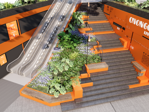  台阶景观 高差景观3d模型 