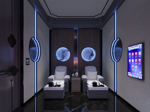  新中式足浴包房3d模型 