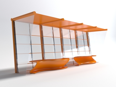  遮阳棚 车站 站台 巴士站 汽车站3d模型 