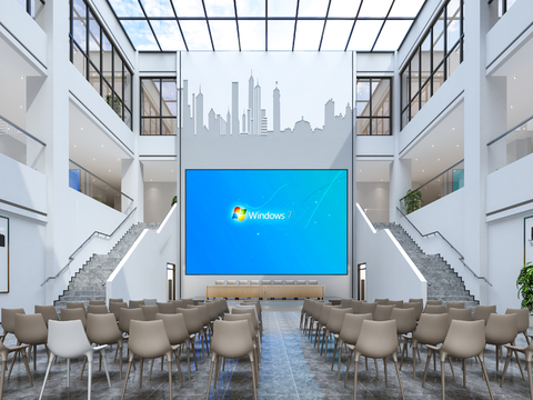  现代 活动中心 大厅3d模型 