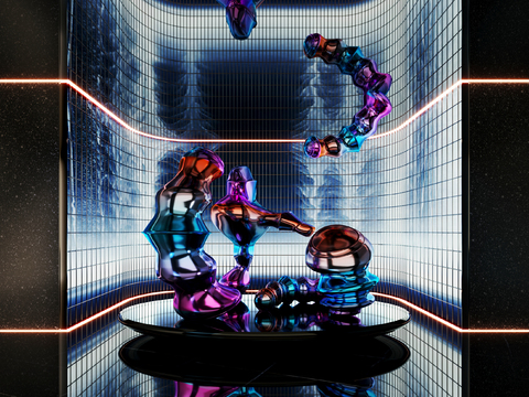  艺术装置 抽象雕塑装置3d模型 