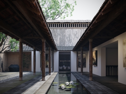  民宿建筑 景观 院子3d模型 