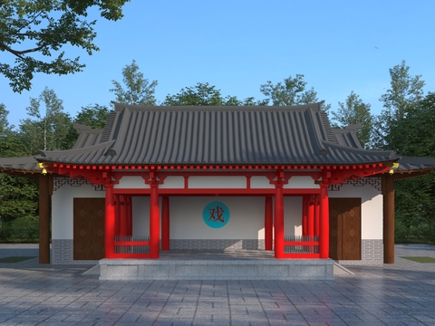  乡村大舞台 戏台3d模型 