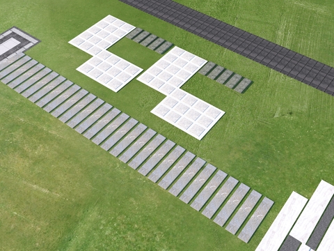  园路铺地 汀步 青石板3d模型 