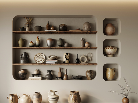  侘寂陶罐 陶瓷 花瓶 器皿3d模型 