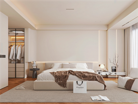 奶油风卧室 主卧 主人房3d模型