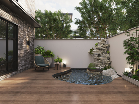  别墅庭院 花园景观3d模型 