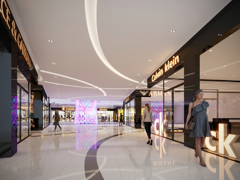  商场过道 商场店铺3d模型 