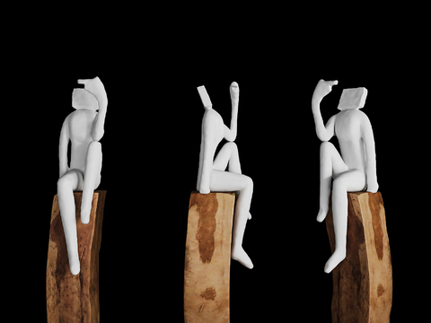  抽象雕塑 人偶摆件3d模型 