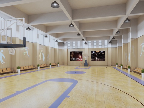  篮球馆 体育馆3d模型 