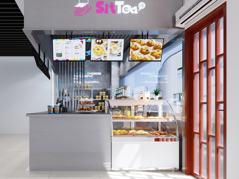 奶茶店 甜品店3d模型 