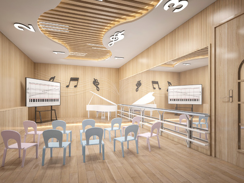  音乐教室 乐器房 训练房3d模型 
