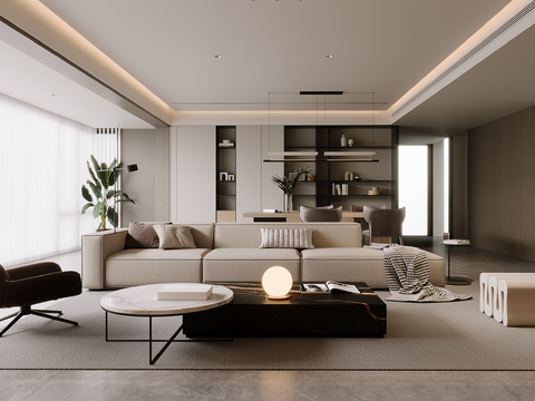  现代客餐厅3d模型 