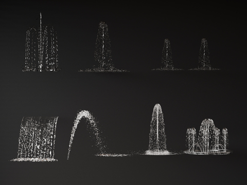  喷泉 流水 跌水3d模型 