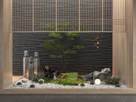  室内景观 植物造景 石雕3d模型 